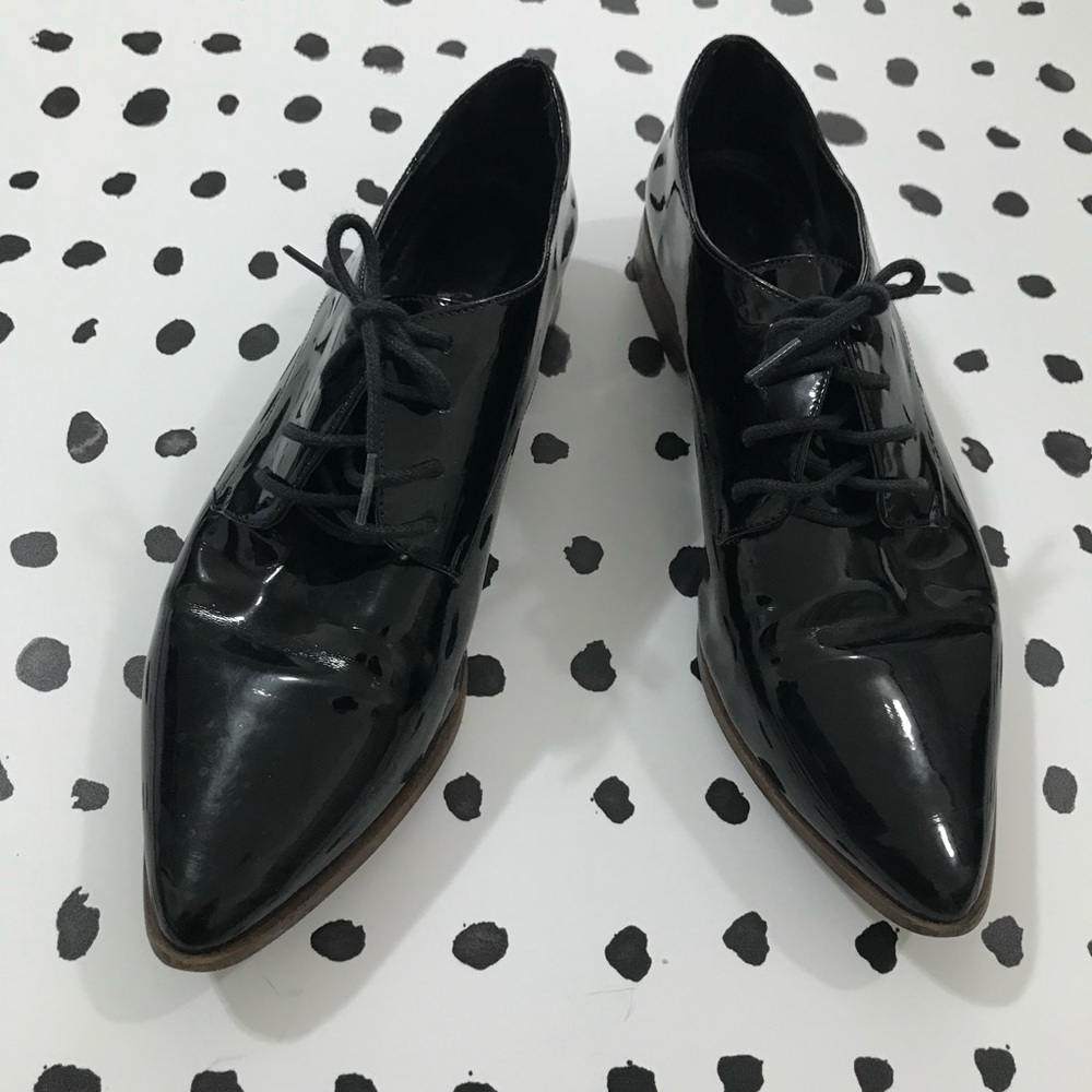 Vintage Black Patent Leather Oxfords Classic Oxford